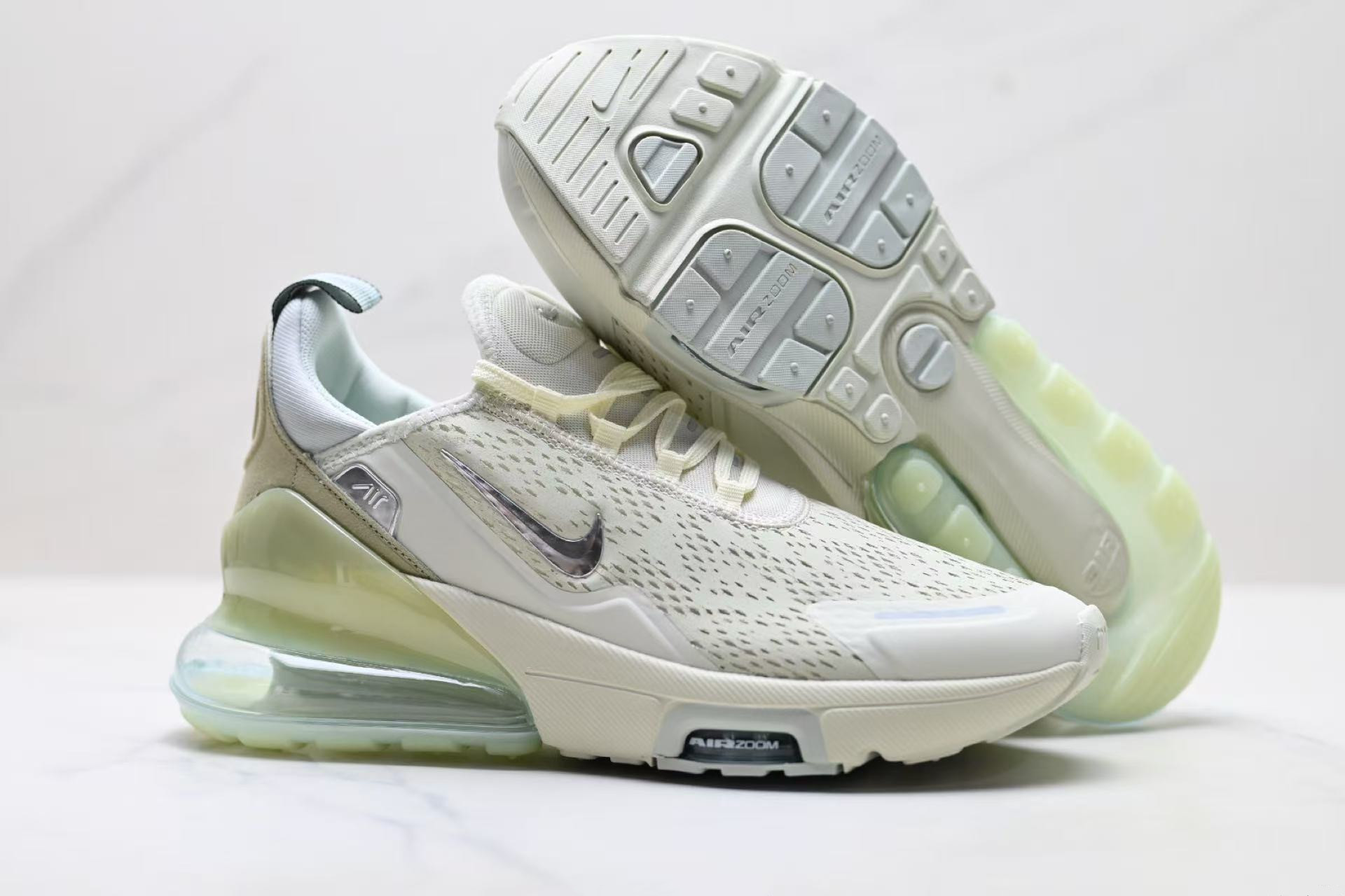 Men's Hot sale Running weapon Air Max 270 Cream/Green Shoes 0125